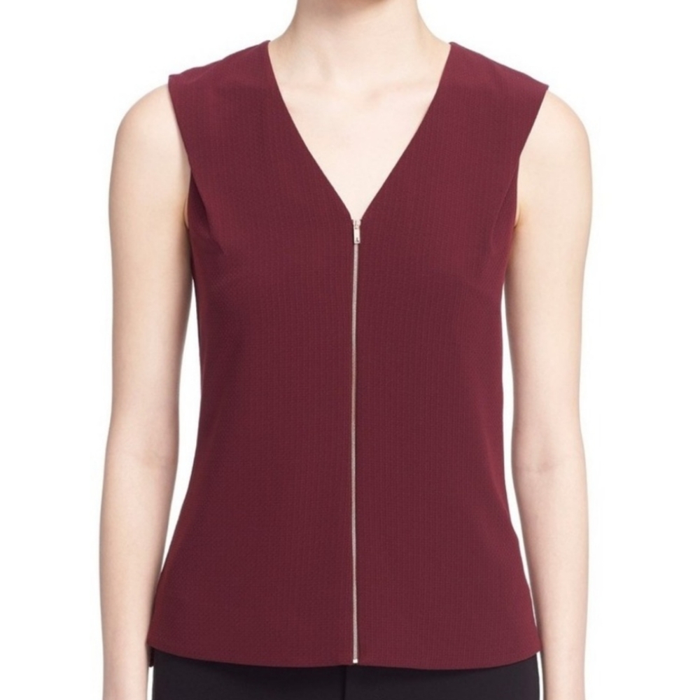 Ted Baker London 'Delise' Zip Front Textured V-Neck Top